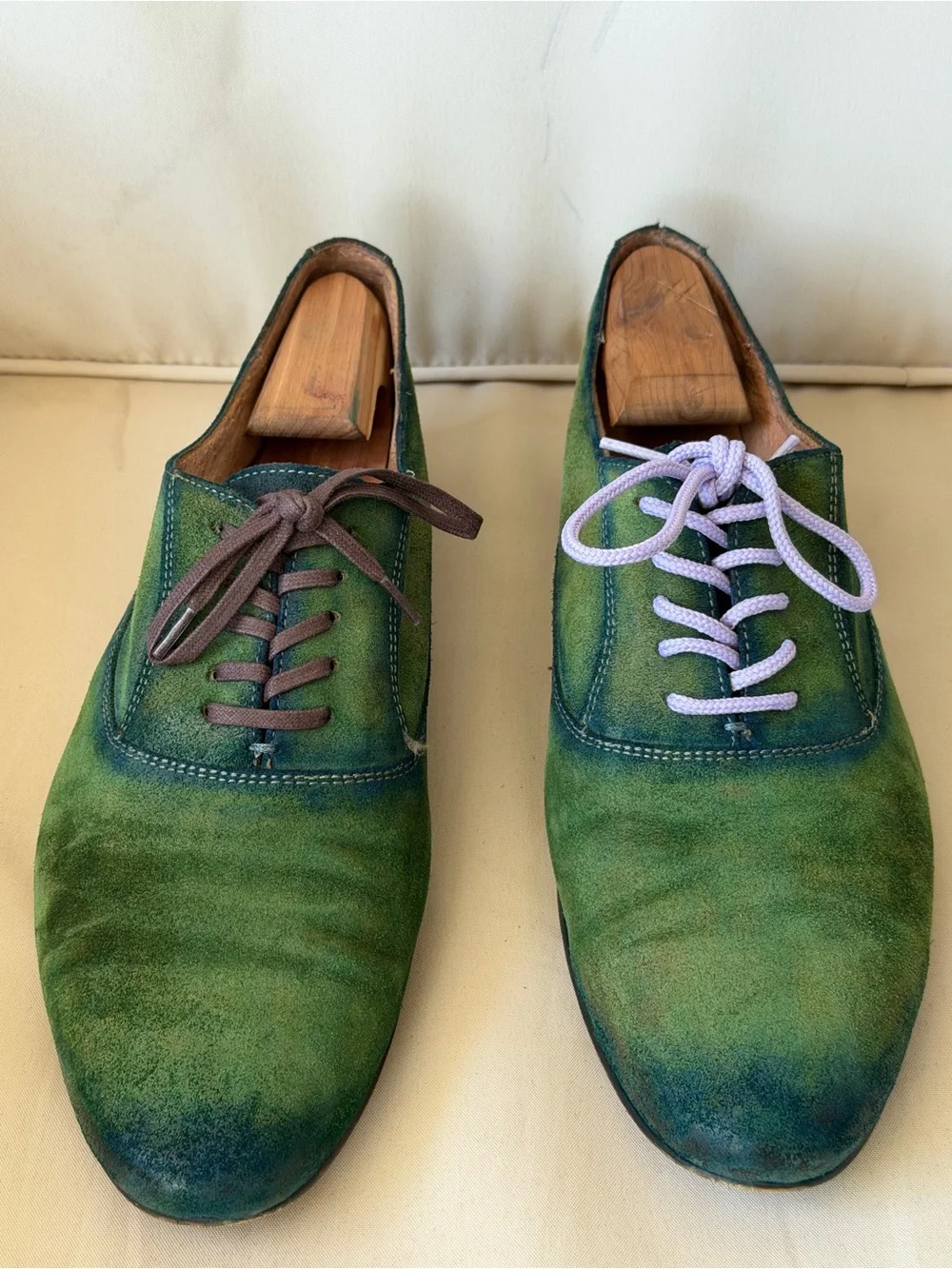 Hand-Finished Green Patina Suede Derby | ALDO | 1 of 1 | Size 9